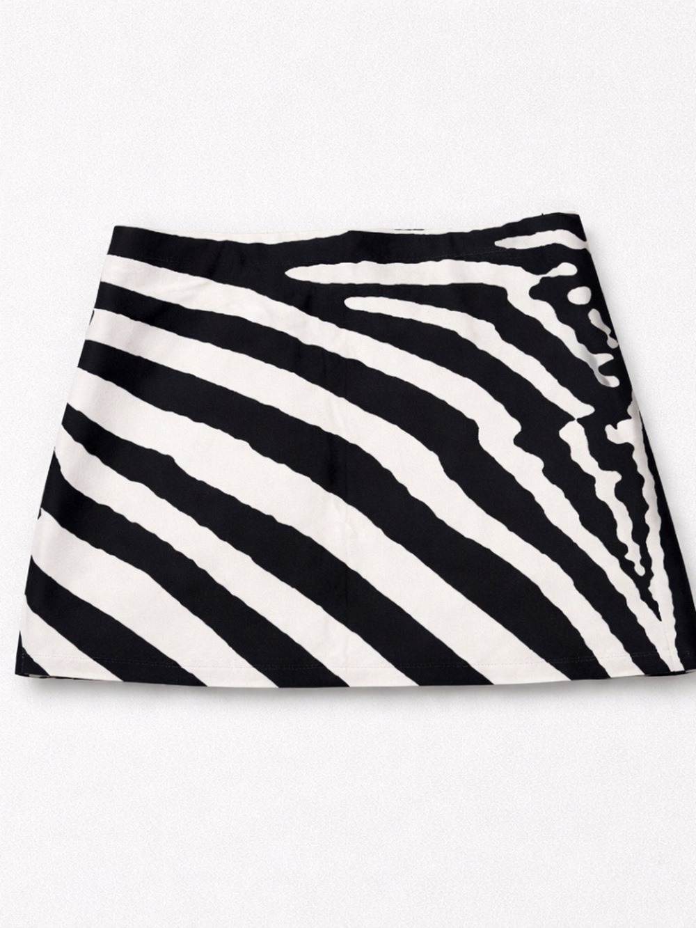 Zebra-Pattern Mini Skirt in Black & White